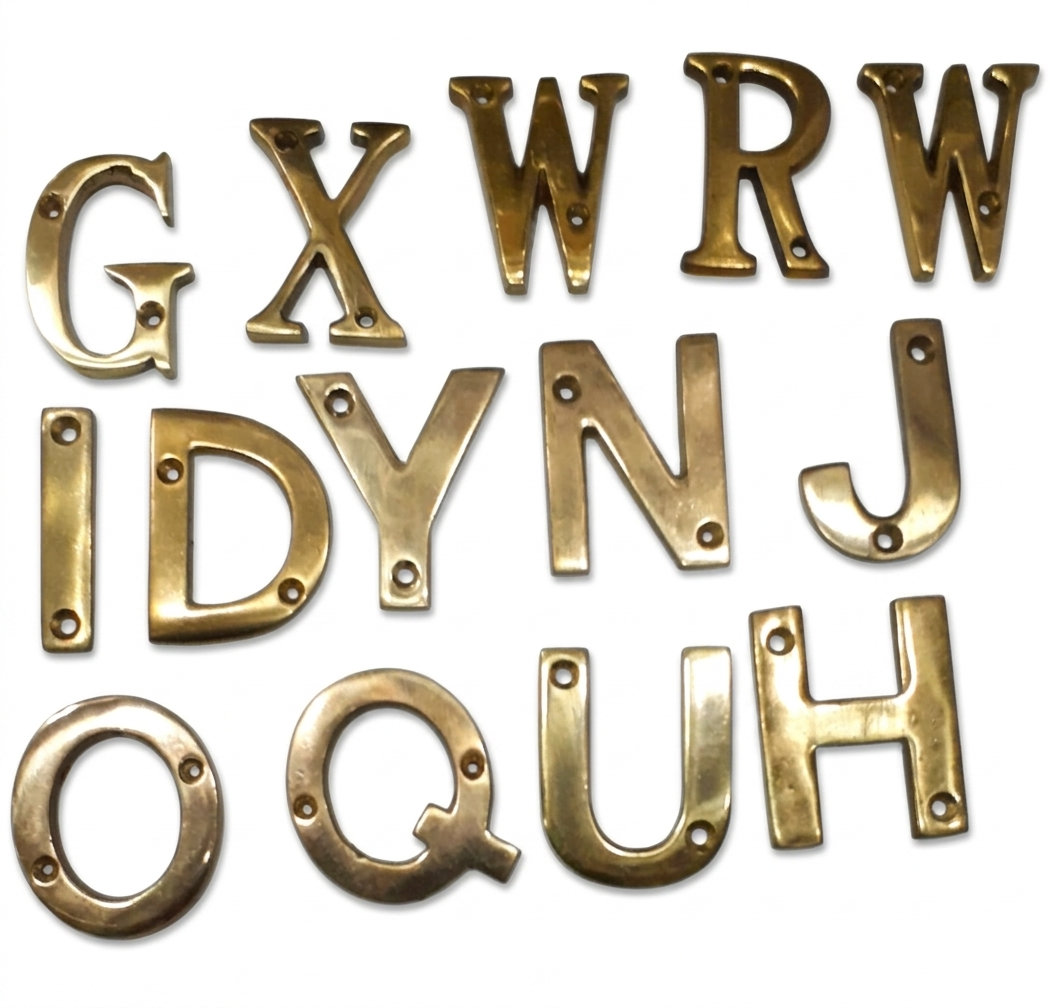 Brass Alphabet Alphabet Sign Stainless Steel/Brass Premium Hardware for Door Cabinet Window Furniture and Interior Use